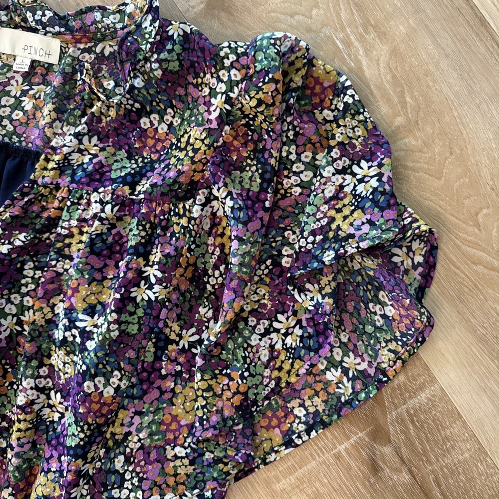 Pinch Floral Dress Size Large Sinch Waist‎ Short Sleeve Ruffle Mini - Picture 4 of 8